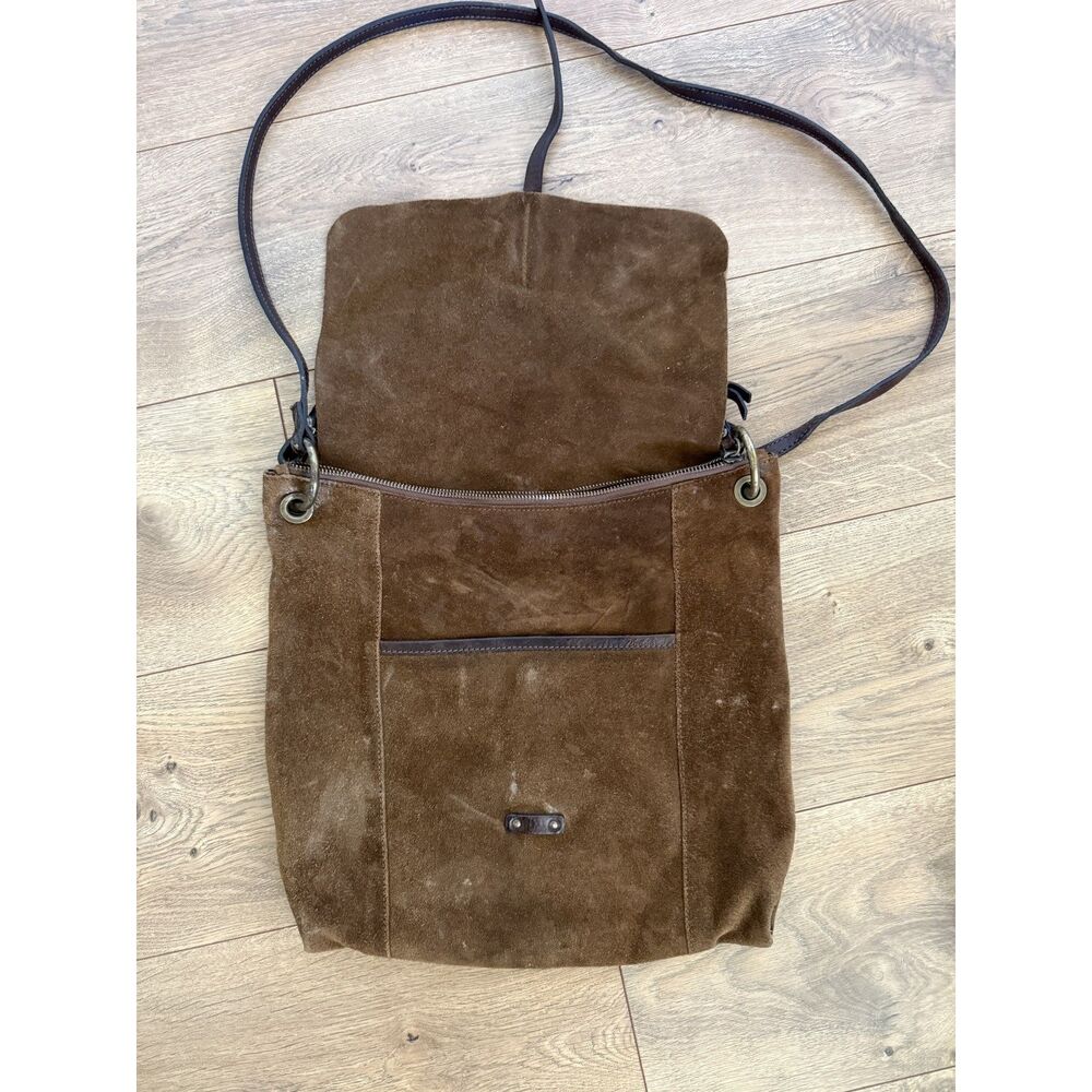 SUNDANCE Brown Suede leather foldover bag purse boho hobo western rodeo - Picture 2 of 11